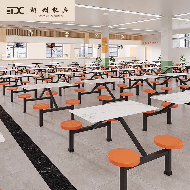 石家庄批发课桌椅学校课桌椅育才大量出售食堂餐桌(图1)